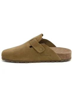 Leder-Clogs in Oliv