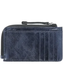 Leder-Geldbörse "2 Night" in Dunkelblau - (B)13 x (H)8 x (T)1,5 cm
