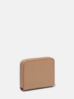 Leder-Geldbörse "Dot S" in Beige - (B)10 x (H)8 x (T)2 cm