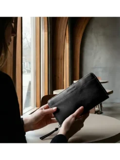 Leder-Geldbörse echt Leder Damen Geldbeutel groß schwarz RONJA in schwarz