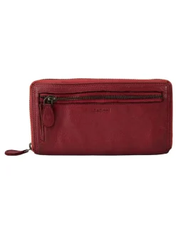 Leder-Geldbörse "Greta" in Rot - (B)19,5 x (H)10 x (T)3 cm