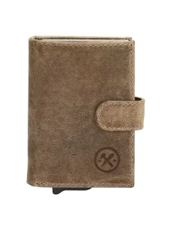 Leder-Geldbörse in Beige - (B)8 x (H)10 x (T)2 cm
