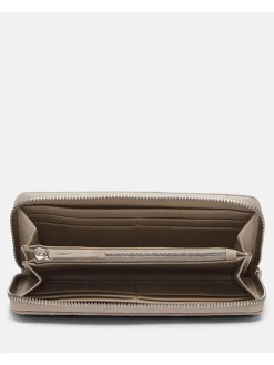 Leder-Geldbörse in Beige - (B)19 x (H)9 x (T)2 cm