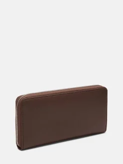 Leder-Geldbörse in Braun - (B)19 x (H)9,5 x (T)2 cm