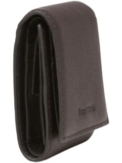 Leder-Geldbörse in Braun - (B)11 x (H)9,5 x (T)2,5 cm