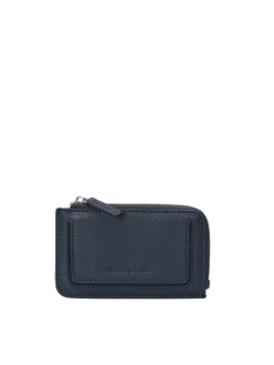 Leder-Geldbörse in Dunkelblau - (B)14 x (H)8 x (T)1,5 cm