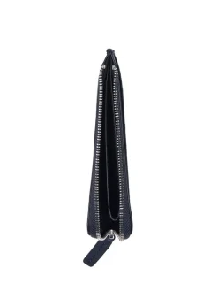 Leder-Geldbörse in Dunkelblau - (B)14 x (H)8 x (T)1,5 cm