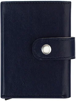 Leder-Geldbörse in Dunkelblau - (B)10 x (H)7 x (T)2 cm