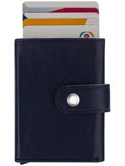 Leder-Geldbörse in Dunkelblau - (B)10 x (H)7 x (T)2 cm