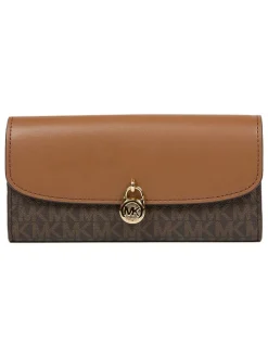 Leder-Geldbörse in Dunkelbraun/ Camel - (B)19 x (H)10 x (T)3 cm