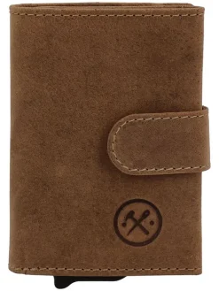 Leder-Geldbörse in Hellbraun - (B)7,5 x (H)10 x (T)2 cm