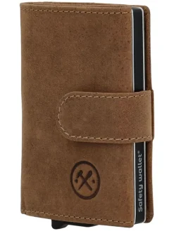 Leder-Geldbörse in Hellbraun - (B)7,5 x (H)10 x (T)2 cm