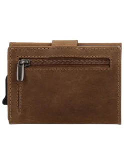 Leder-Geldbörse in Hellbraun - (B)7,5 x (H)10 x (T)2 cm