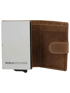 Leder-Geldbörse in Hellbraun - (B)7,5 x (H)10 x (T)2 cm