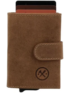 Leder-Geldbörse in Hellbraun - (B)7,5 x (H)10 x (T)2 cm