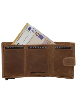 Leder-Geldbörse in Hellbraun - (B)7,5 x (H)10 x (T)2 cm