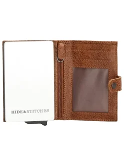 Leder-Geldbörse in Hellbraun - (B)7,2 x (H)10 x (T)1,5 cm