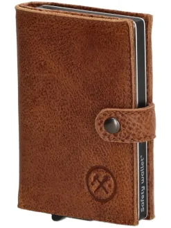 Leder-Geldbörse in Hellbraun - (B)7,2 x (H)10 x (T)1,5 cm