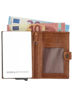 Leder-Geldbörse in Hellbraun - (B)7,2 x (H)10 x (T)1,5 cm