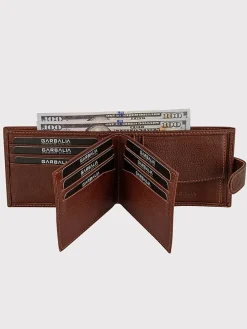 Leder-Geldbörse in Hellbraun - (H)8 x (T)2 cm