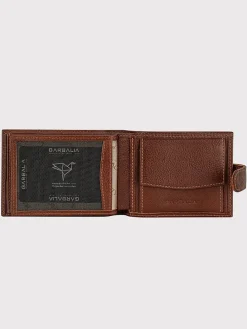 Leder-Geldbörse in Hellbraun - (H)8 x (T)2 cm