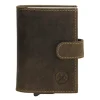 Leder-Geldbörse in Khaki - (B)8 x (H)10 x (T)2 cm