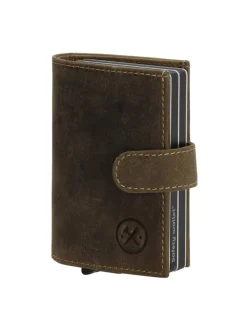 Leder-Geldbörse in Khaki - (B)8 x (H)10 x (T)2 cm