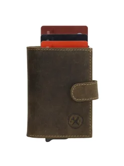 Leder-Geldbörse in Khaki - (B)8 x (H)10 x (T)2 cm