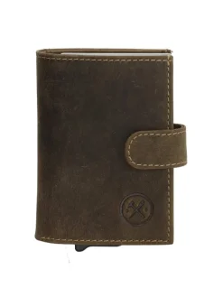 Leder-Geldbörse in Khaki - (B)8 x (H)10 x (T)2 cm