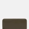 Leder-Geldbörse in Khaki - (B)19 x (H)9 x (T)2 cm