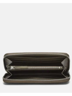 Leder-Geldbörse in Khaki - (B)19 x (H)9 x (T)2 cm