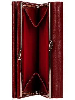 Leder-Geldbörse in Rot - (B)14,5 x (H)8,5 x (T)3 cm