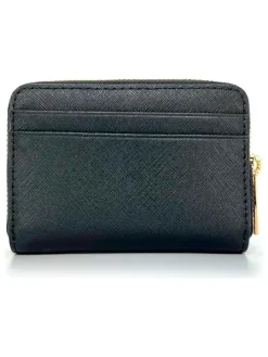 Leder-Geldbörse in Schwarz - (B)12 x (H)8 x (T)2 cm
