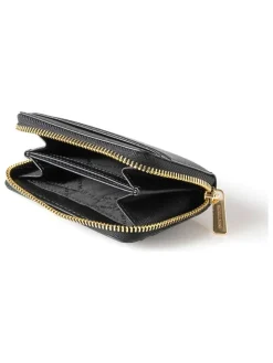 Leder-Geldbörse in Schwarz - (B)12 x (H)8 x (T)2 cm