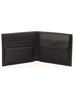 Leder-Geldbörse in Schwarz - (B)11,5 x (H)9 x (T)2 cm