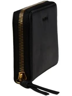 Leder-Geldbörse in Schwarz - (B)19 x (H)10 x (T)2,5 cm