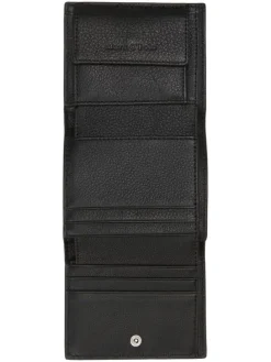 Leder-Geldbörse in Schwarz - (B)11 x (H)9,5 x (T)2,5 cm