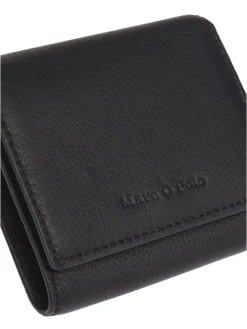 Leder-Geldbörse in Schwarz - (B)11 x (H)9,5 x (T)2,5 cm