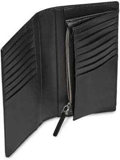 Leder-Geldbörse in Schwarz - (B)10 x (H)19 x (T)1 cm