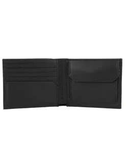 Leder-Geldbörse in Schwarz - (B)11,5 x (H)9 x (T)2,5 cm