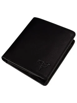 Leder-Geldbörse in Schwarz - (B)10 x (H)9 x (T)2 cm