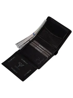 Leder-Geldbörse in Schwarz - (B)10 x (H)9 x (T)2 cm