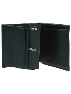 Leder-Geldbörse in Schwarz - (B)10,5 x (H)10 x (T)3 cm