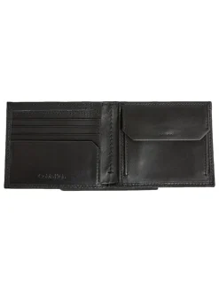 Leder-Geldbörse in Schwarz - (B)11,5 x (H)9 x (T)2 cm