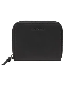 Leder-Geldbörse in Schwarz - (B)13 x (H)10 x (T)2,5 cm