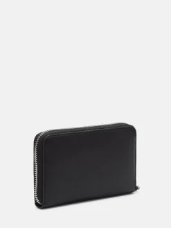 Leder-Geldbörse in Schwarz - (B)15 x (H)9 x (T)2 cm