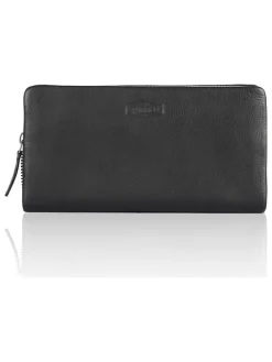 Leder-Geldbörse "Olivia" in Schwarz - (B)20 x (H)10,5 x (T)2,5 cm