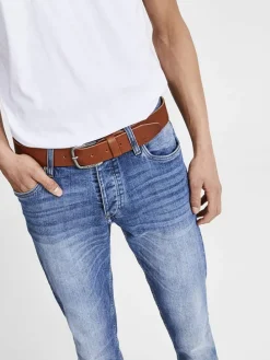 Leder-Gürtel in Cognac