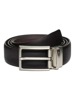 Leder-Gürtel in Schwarz/ Braun