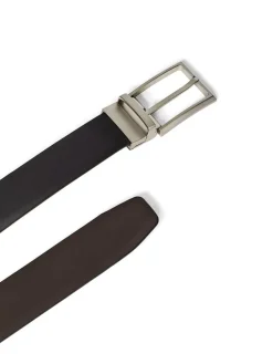 Leder-Gürtel in Schwarz/ Braun
